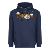 Navy coffee latte coffee cups Heavyweight Hoodie - MaliasSmallBusiness