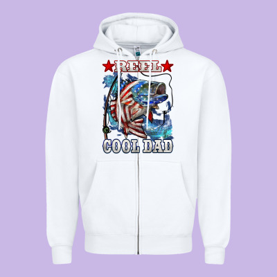 Reel Cool Dad Bass Zipper Hoodie Designed By Lillyallendesigns