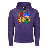 Cloud Purple autism puzzle pieces Vintage Hoodie - Zillion Design Studio