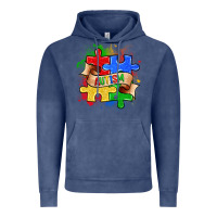 Vintage Denim autism puzzle pieces Vintage Hoodie - Zillion Design Studio