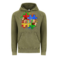 Vintage Olive autism puzzle pieces Vintage Hoodie - Zillion Design Studio