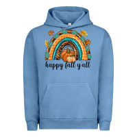 Pigment Pebble Blue Happy Fall Y'all Urban Hoodie - texasbilliewilder