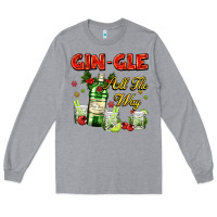 Heather Grey gin`gle all the way with bottle and cocktails Long Sleeve Tee - AdoDesignShop