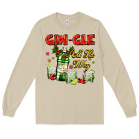 Gin`gle All The Way With Bottle And Cocktails Long Sleeve Tee | Teevron