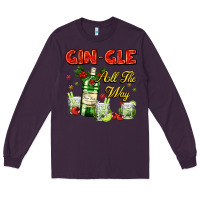 Plum gin`gle all the way with bottle and cocktails Long Sleeve Tee - AdoDesignShop