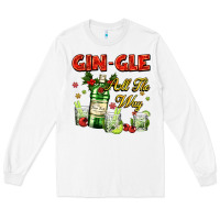 White gin`gle all the way with bottle and cocktails Long Sleeve Tee - AdoDesignShop