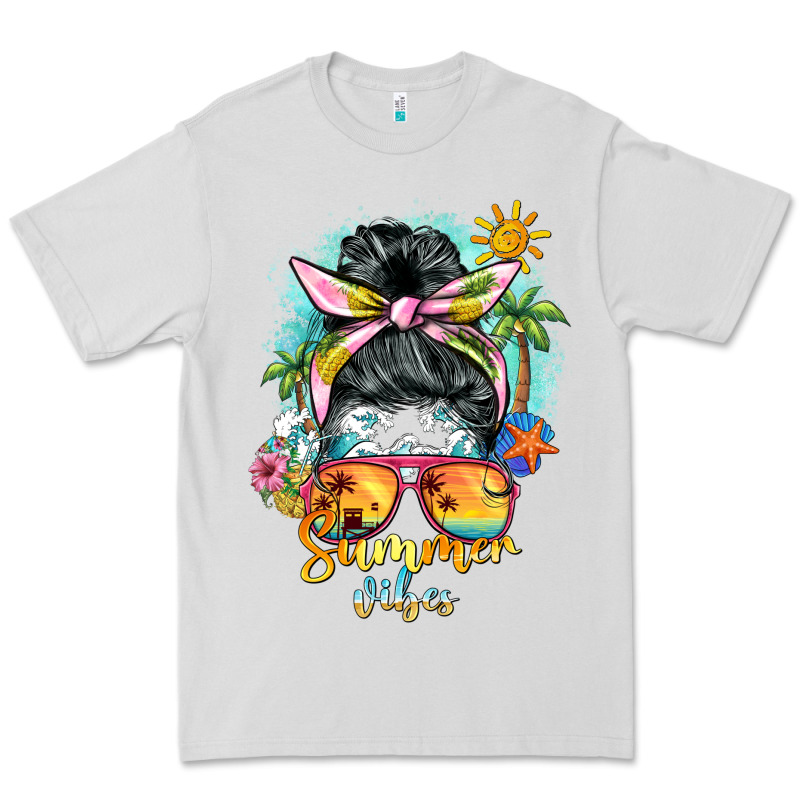 Summer Vibes Messy Bun Premium Tee by BarkalooDesign | Teevron