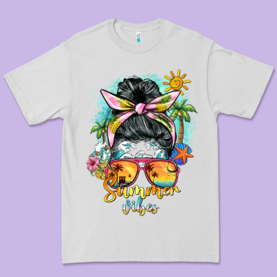 Summer Vibes Messy Bun Premium Tee Designed By Barkaloodesign