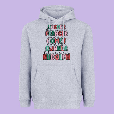 Dasher Dancer Prancer Vixer Comet Cupid Donner Bli Heavyweight Hoodie Designed By Maliassmallbusiness