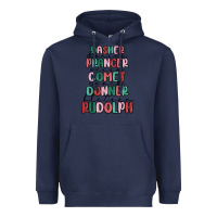 Navy dasher dancer prancer vixer comet cupid donner bli Heavyweight Hoodie - MaliasSmallBusiness