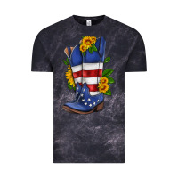 Cloud Black american cowboy boot with sunflower Vintage Tee - HRA Design Shop