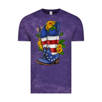 Cloud Purple american cowboy boot with sunflower Vintage Tee - HRA Design Shop