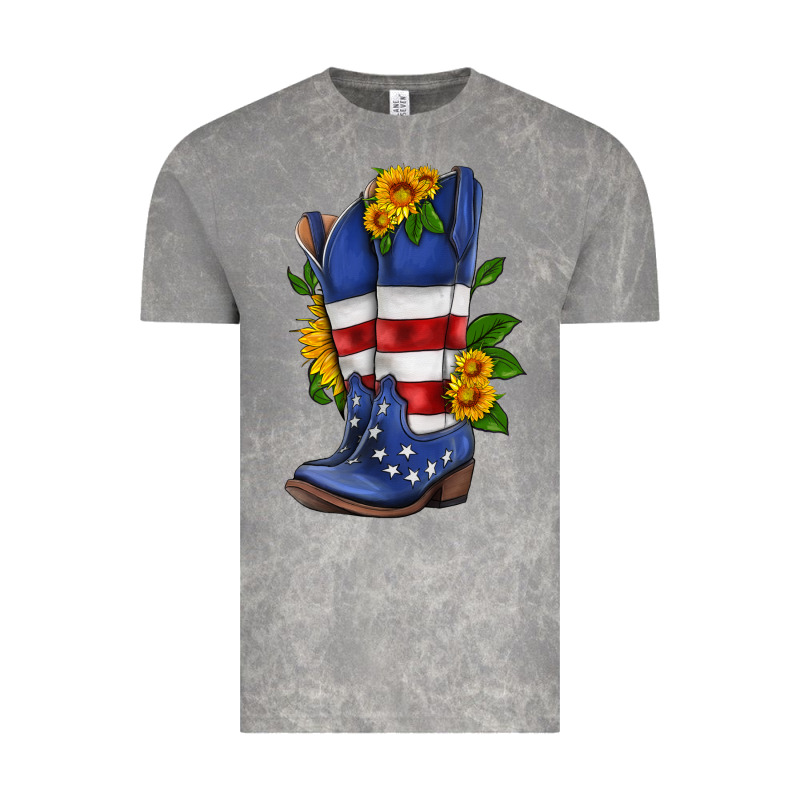 American Cowboy Boot With Sunflower Vintage Tee by HRA Design Shop | Teevron