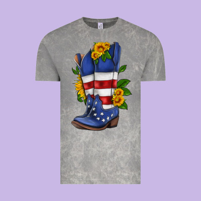 American Cowboy Boot With Sunflower Vintage Tee Designed By Hra Design Shop