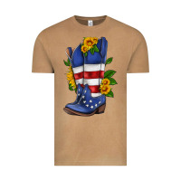 Vintage Camel american cowboy boot with sunflower Vintage Tee - HRA Design Shop