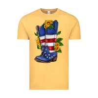 Vintage Mustard american cowboy boot with sunflower Vintage Tee - HRA Design Shop