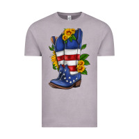 Vintage Zinc american cowboy boot with sunflower Vintage Tee - HRA Design Shop