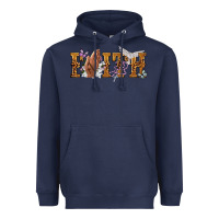 Navy faith with praying hands Heavyweight Hoodie - NancyCooperArtShop