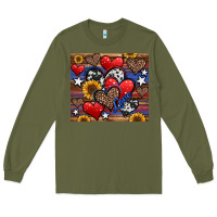 Army Green 4th of july american hearts Long Sleeve Tee - Jasminsmagicworld