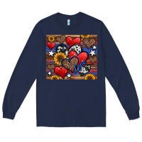 Navy 4th of july american hearts Long Sleeve Tee - Jasminsmagicworld