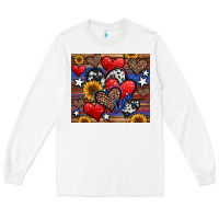White 4th of july american hearts Long Sleeve Tee - Jasminsmagicworld