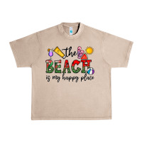 French Oak the beach is my happy place Urban Heavy Tee - CowhideDigitalArt
