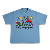 Pebble Blue the beach is my happy place Urban Heavy Tee - CowhideDigitalArt
