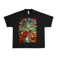 Black he is risen cross with roses background Urban Heavy Tee - BarkalooDesign