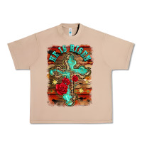 Burro he is risen cross with roses background Urban Heavy Tee - BarkalooDesign