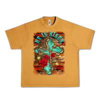 Peanut Butter he is risen cross with roses background Urban Heavy Tee - BarkalooDesign