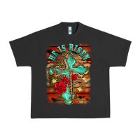 Pigment Black he is risen cross with roses background Urban Heavy Tee - BarkalooDesign