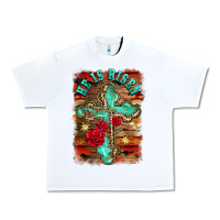 White he is risen cross with roses background Urban Heavy Tee - BarkalooDesign