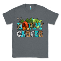 Charcoal Heather happy camper with trees and map Classic Tee - AdoDesignShop