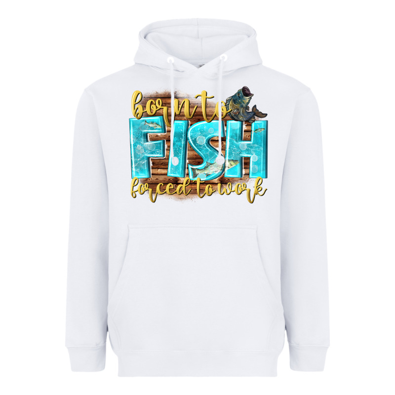 Born To Fish Forced To Work Heavyweight Hoodie by NancyCooperArtShop | Teevron