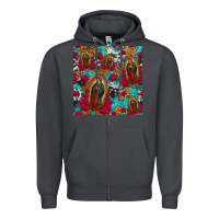 Smoke lady of guadalupe western seamless Zipper Hoodie - Jasminsmagicworld