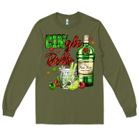 Army Green gin`gle bells with bottle and cocktail Long Sleeve Tee - AdoDesignShop