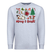 Heather Grey merry bright Premium Sweatshirt - MaliasSmallBusiness