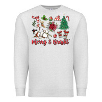 Oatmeal Heather merry bright Premium Sweatshirt - MaliasSmallBusiness