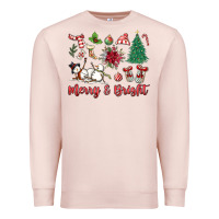 Pale Pink merry bright Premium Sweatshirt - MaliasSmallBusiness