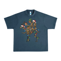 Midnight Navy Christmas deer and skeletons Urban Heavy Tee - FaDigitalArtStudio