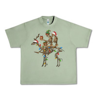 Oil Green Christmas deer and skeletons Urban Heavy Tee - FaDigitalArtStudio