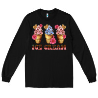 Black floral ice cream Long Sleeve Tee - AdoDesignShop
