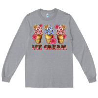Heather Grey floral ice cream Long Sleeve Tee - AdoDesignShop