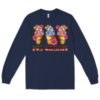 Navy floral ice cream Long Sleeve Tee - AdoDesignShop