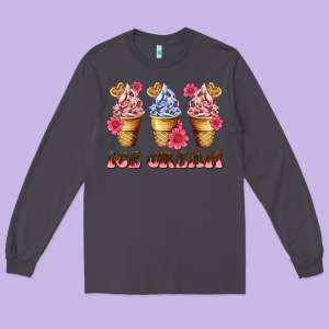 Floral Ice Cream Long Sleeve Tee Designed By Adodesignshop