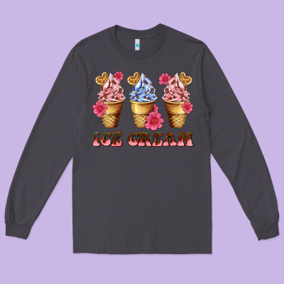 Floral Ice Cream Long Sleeve Tee Designed By Adodesignshop