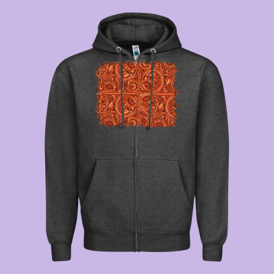 Serape Turquoise  Leather Background Zipper Hoodie Designed By Jasminsmagicworld