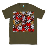 Army Green christmas snow crystals with plaid seamless pattern Classic Tee - BundleAndBundleShop
