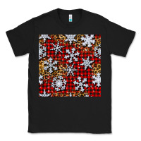 Black christmas snow crystals with plaid seamless pattern Classic Tee - BundleAndBundleShop