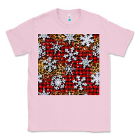 Bubblegum Pink christmas snow crystals with plaid seamless pattern Classic Tee - BundleAndBundleShop